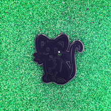Load image into Gallery viewer, MINI MYTHOS: Cat SÌth Hard Enamel Pin Chibi Black Cat Celtic Mythology