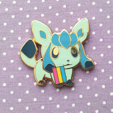Load image into Gallery viewer, Glaceon Pansexual/Bisexual/Genderqueer Pride Flag Hard Enamel Pin