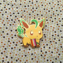 Load image into Gallery viewer, Leafeon Aromantic/Lesbian/Transgender Pride Flag Hard Enamel Pin