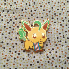 Load image into Gallery viewer, Leafeon Aromantic/Lesbian/Transgender Pride Flag Hard Enamel Pin
