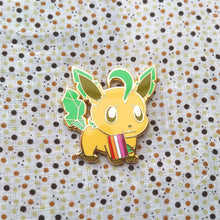 Load image into Gallery viewer, Leafeon Aromantic/Lesbian/Transgender Pride Flag Hard Enamel Pin