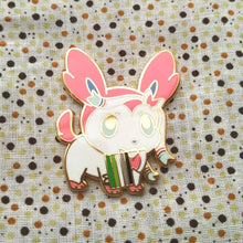Load image into Gallery viewer, Sylveon Transgender/Lesbian/Aromantic Pride Flag Hard Enamel Pin