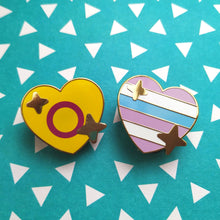 Load image into Gallery viewer, PRIDE Intersex Sparkling Heart Emoji Enamel Pin