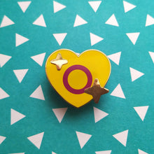 Load image into Gallery viewer, PRIDE Intersex Sparkling Heart Emoji Enamel Pin