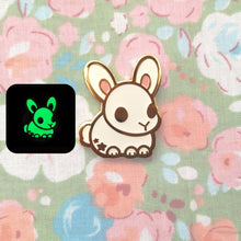 Load image into Gallery viewer, MINI MYTHOS: Jade Hare Hard Enamel Glow in the Dark Pin Chibi Rabbit Bunny Mythology