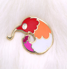 Load image into Gallery viewer, Worm on a String Lesbian Pride Enamel Pin