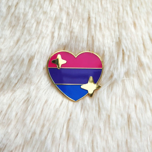 PRIDE Bisexual Sparkling Heart Emoji Enamel Pin