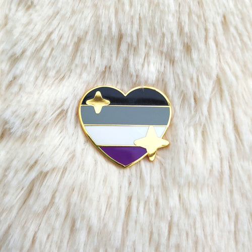 PRIDE Asexual Sparkling Heart Emoji Enamel Pin