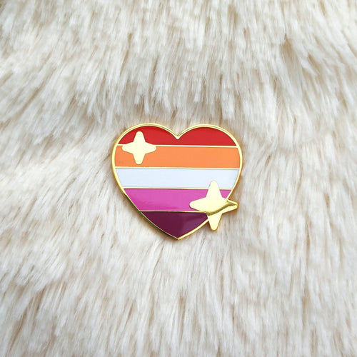 PRIDE Lesbian Sparkling Heart Emoji Enamel Pin
