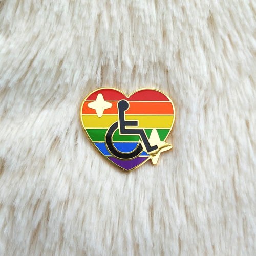 PRIDE Disabled LGBT+ Sparkling Heart Emoji Enamel Pin