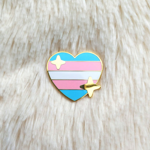 PRIDE Transgender Sparkling Heart Emoji Enamel Pin
