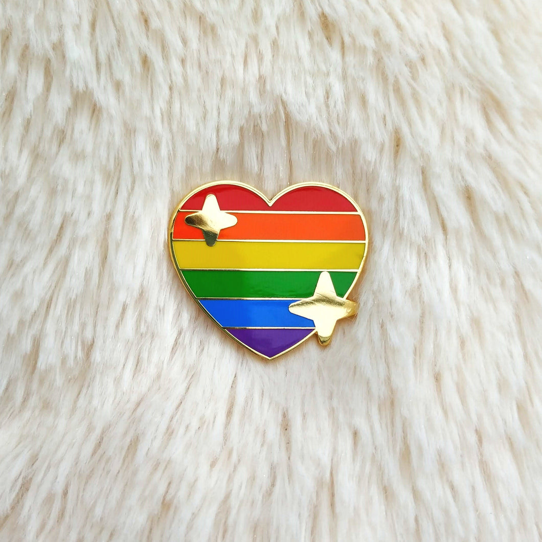 PRIDE LGBT+ Gay Sparkling Heart Emoji Enamel Pin