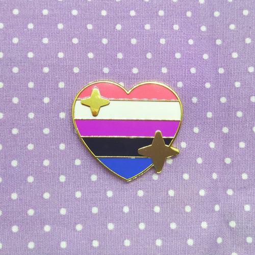 PRIDE Genderfluid Sparkling Heart Emoji Enamel Pin