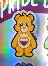 Load image into Gallery viewer, PRIDE BEARS Care Bear Sticker Sheet Holographic LGBT+ Queer
