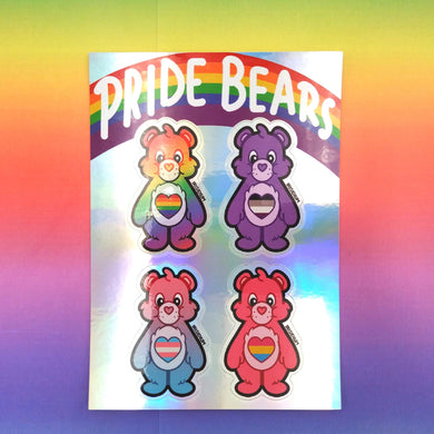 PRIDE BEARS Care Bear Sticker Sheet Holographic LGBT+ Queer