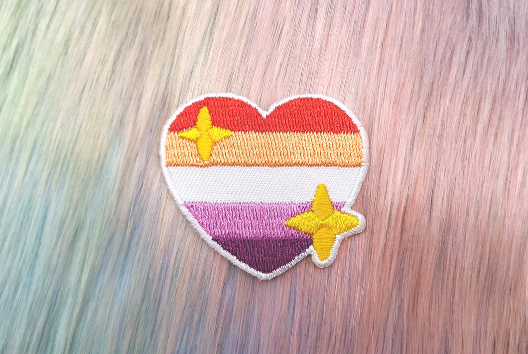 Lesbian Pride Heart Emoji Iron-On Embroidered Patch