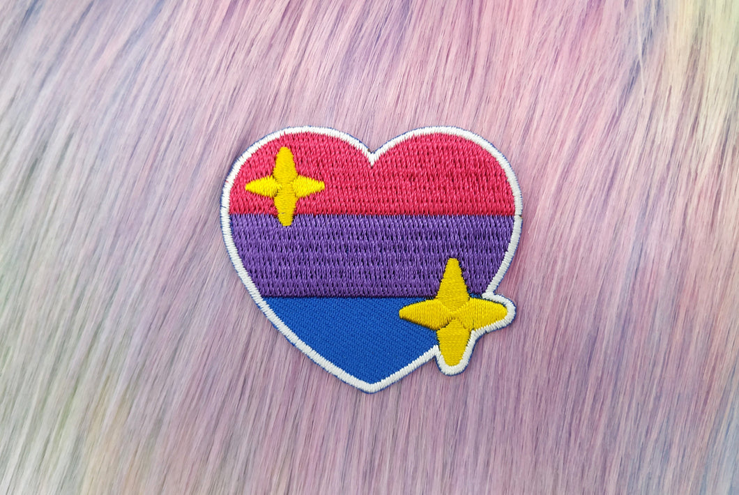 Bisexual Pride Heart Emoji Iron-On Embroidered Patch