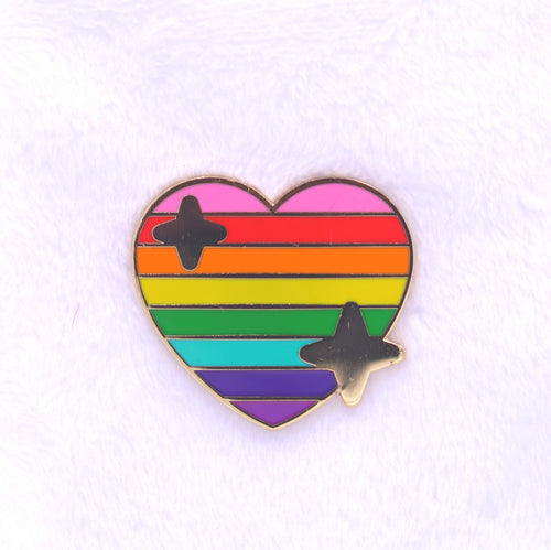 PRIDE Rainbow Pink Stripe Gilbert Baker Sparkling Heart Emoji Enamel Pin