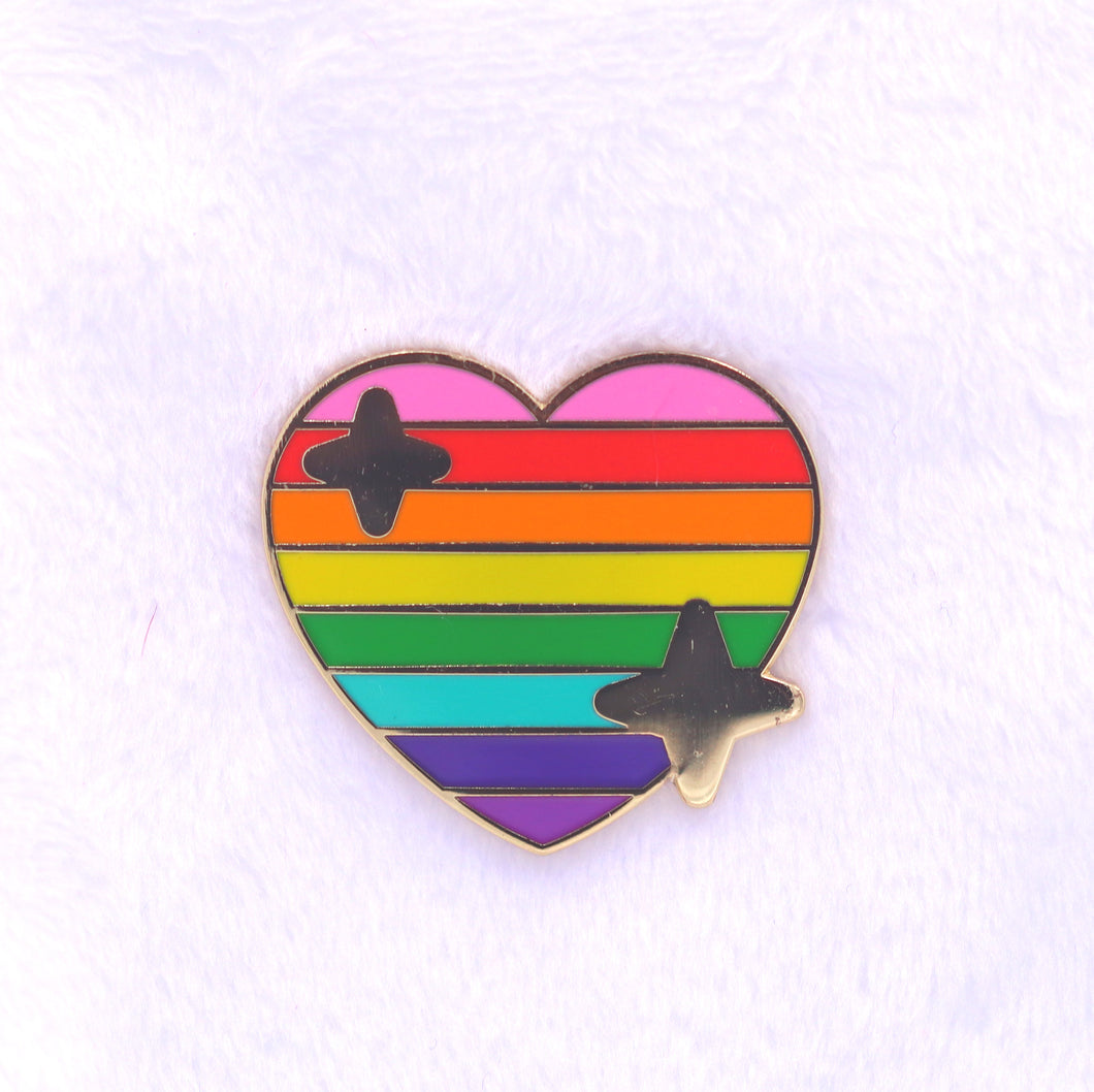 PRIDE Rainbow Pink Stripe Gilbert Baker Sparkling Heart Emoji Enamel Pin