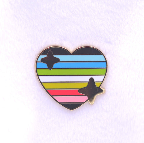 PRIDE Queer Sparkling Heart Emoji Enamel Pin