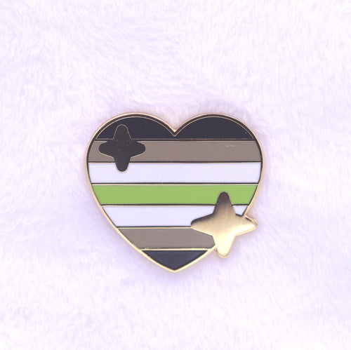 PRIDE Agender Sparkling Heart Emoji Enamel Pin